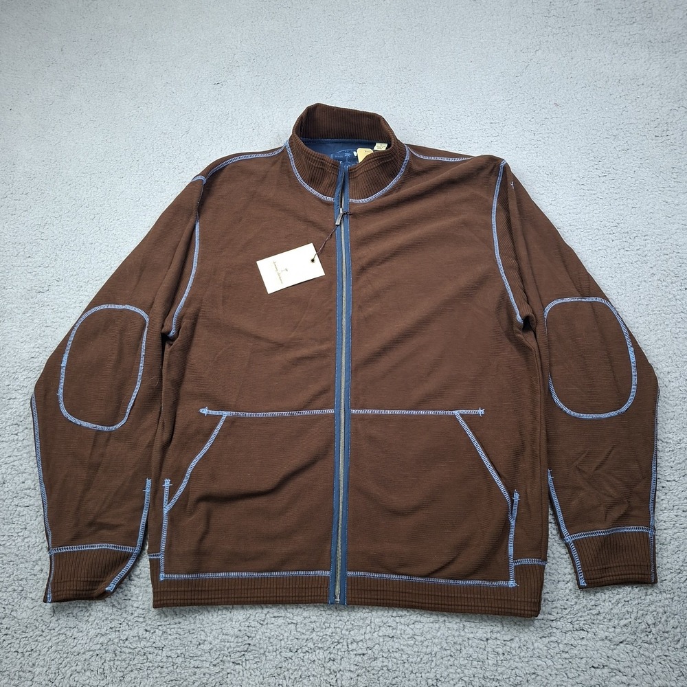 NEW Tommy Bahama Men's Long Sleeve Scrimmage Full Zip Jacket Brown Size XL NWT